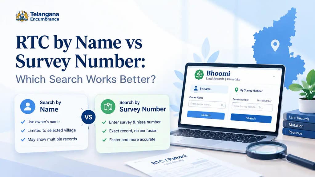 RTC by Name vs Survey Number search on Karnataka Bhoomi portal